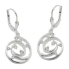 Paar Ohrringe Ohrhänger Brisur Spirale mit Zirkonia 32x13mm aus 925 Silber