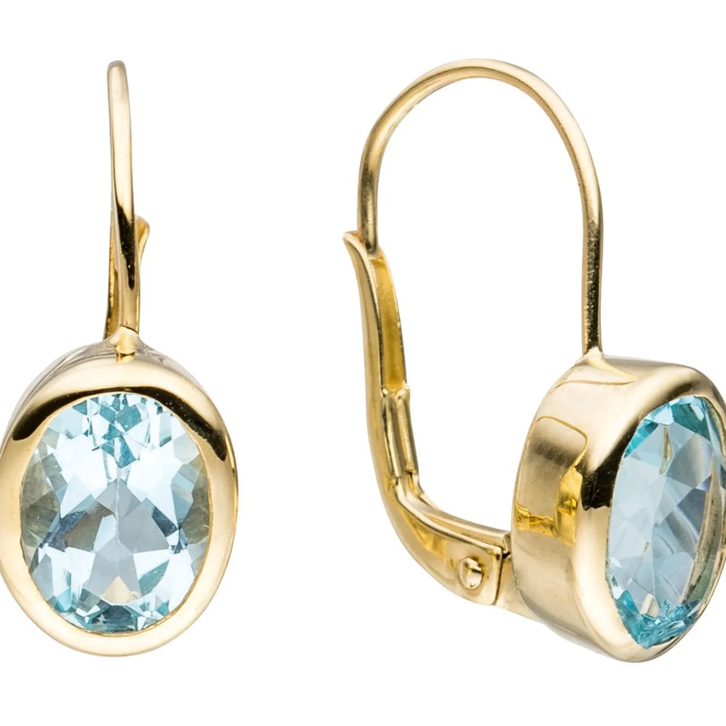 Paar Ohrringe Ohrhänger Creolen 7,5x18,7mm Blautopas hellblau 333 Gold Gelbgold