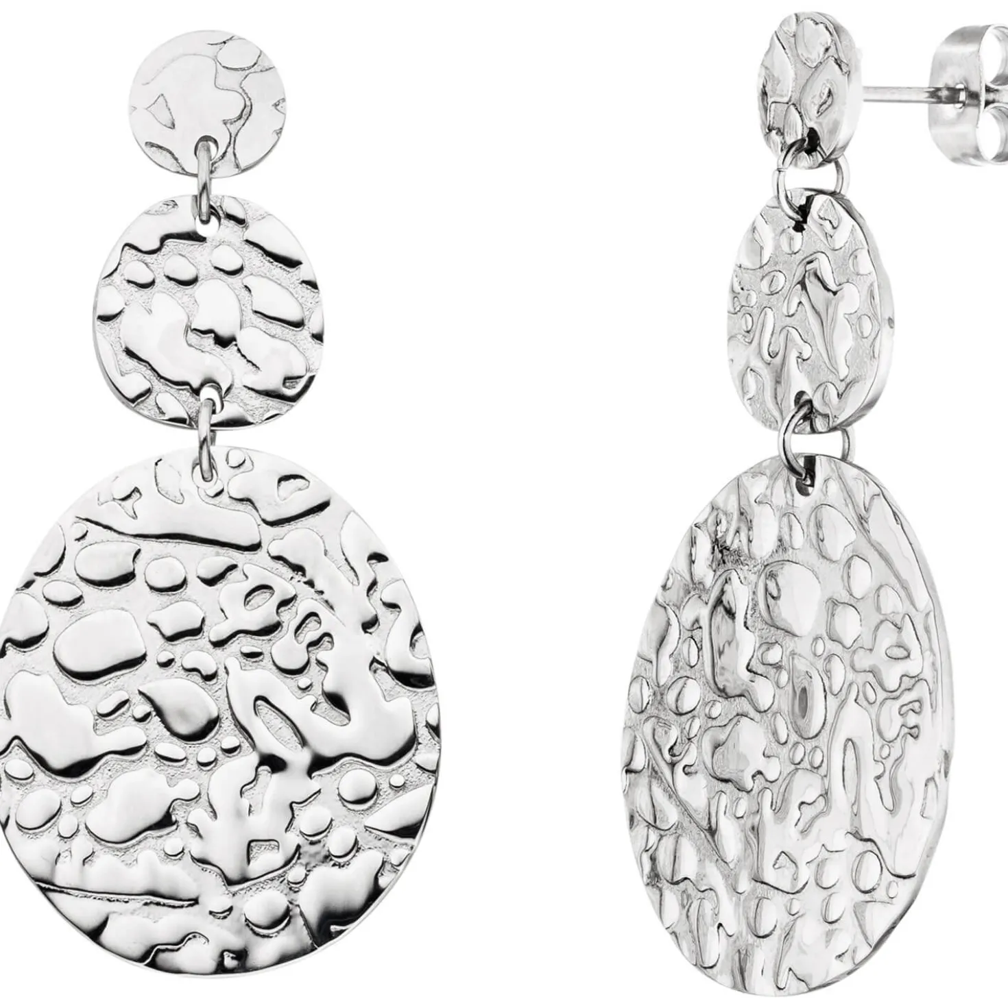 Paar Ohrringe Ohrhänger Ohrschmuck 44x21,2mm aus Edelstahl mit Struktur