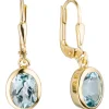 Paar Ohrringe Ohrhänger 7,5x24,5mm Boutons Blautopas hellblau 333 Gold Gelbgold