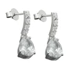 Paar Ohrringe Ohrhänger 21x6mm mit Stecker Zirkonia Tropfen weiß 925 Silber