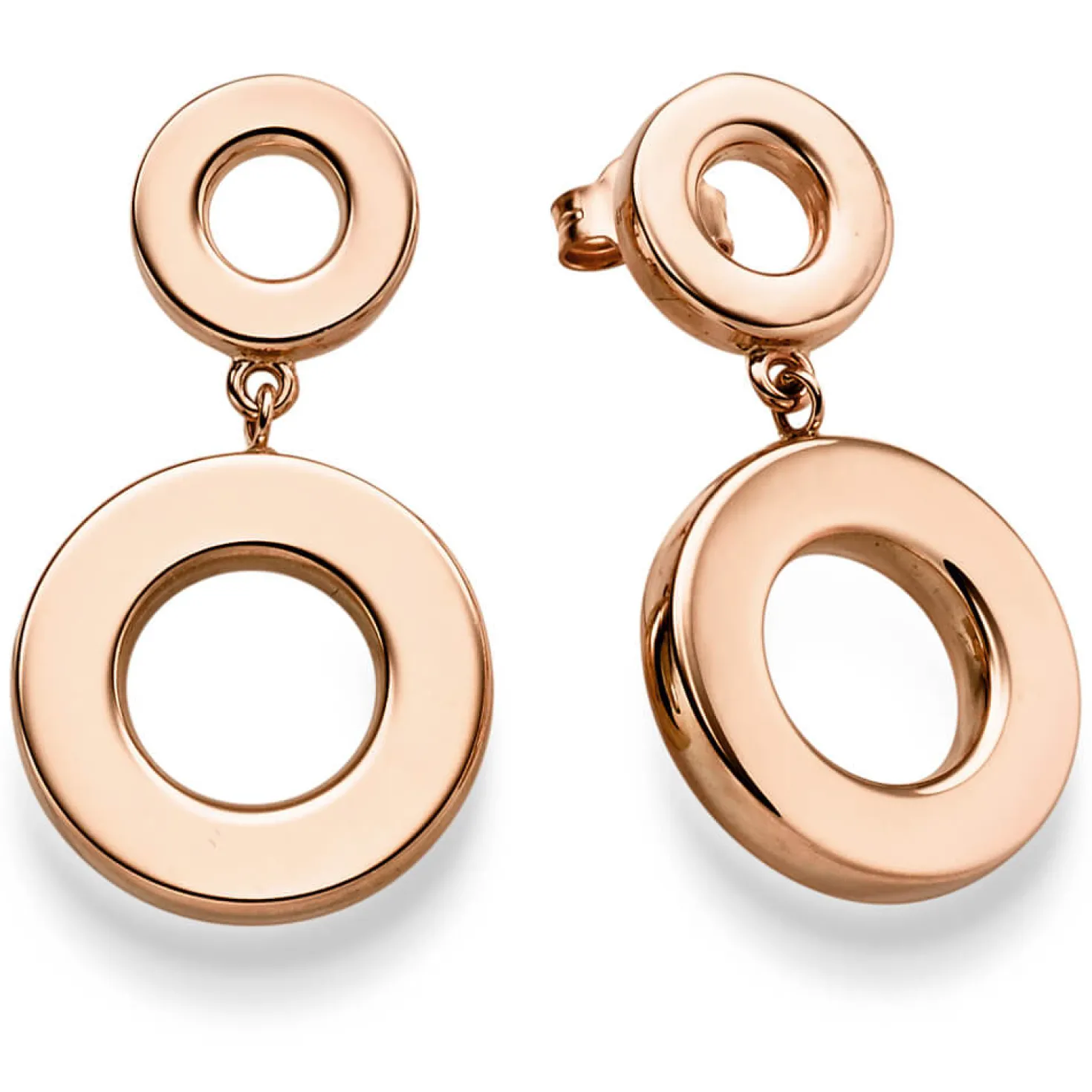 Paar Ohrringe Ohrhänger 33x18mm Ohrschmuck Kreise 585 Gold Rotgold glänzend
