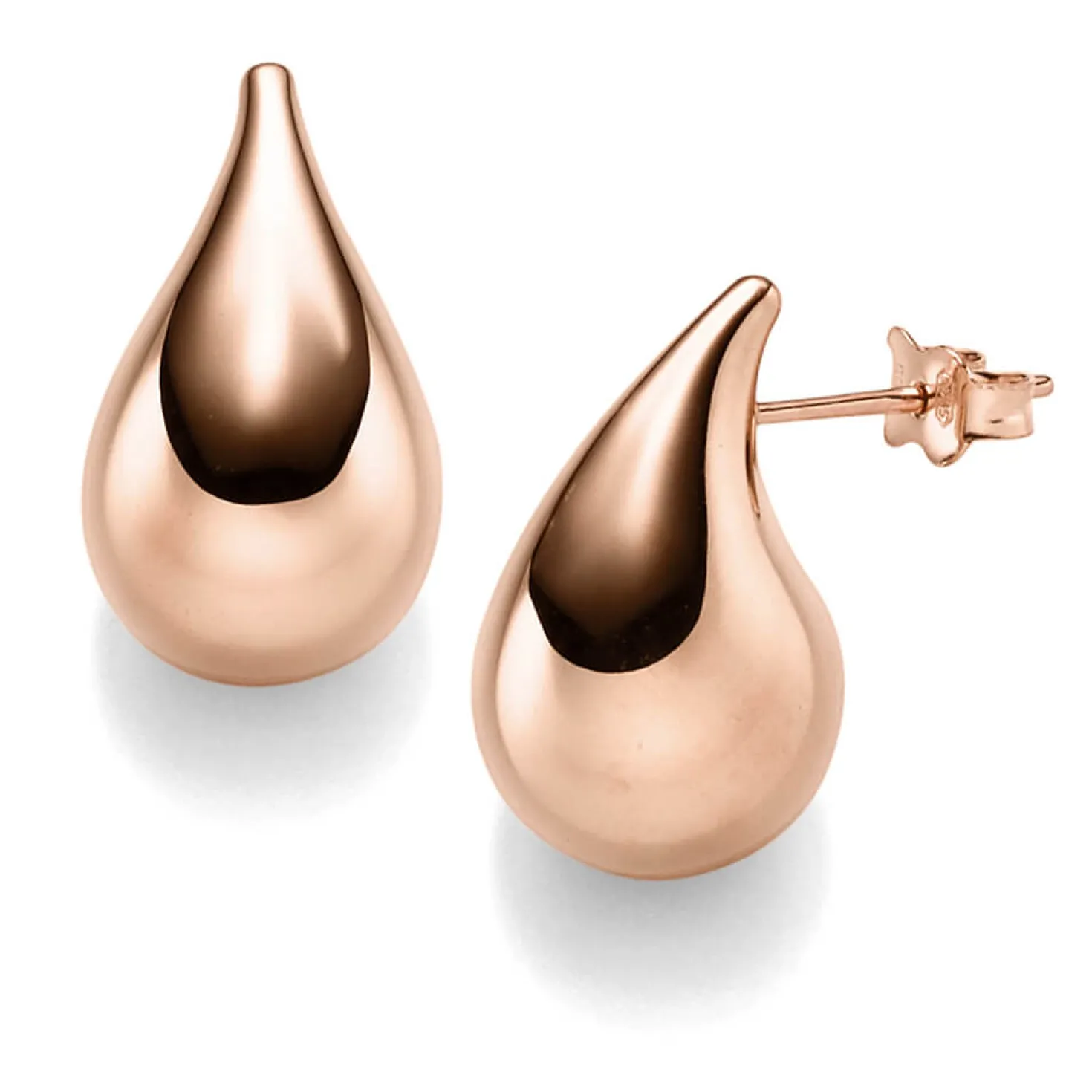 Paar Ohrringe Ohrstecker Tropfen 20x12mm aus 585 Gold Rotgold glänzend