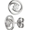 Paar Ohrstecker aus 333 Gold Weißgold teilmattiert mit Zirkonia weiß Ohrschmuck