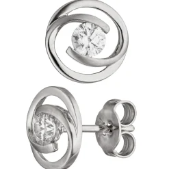 Paar Ohrstecker aus 333 Gold Weißgold teilmattiert mit Zirkonia weiß Ohrschmuck