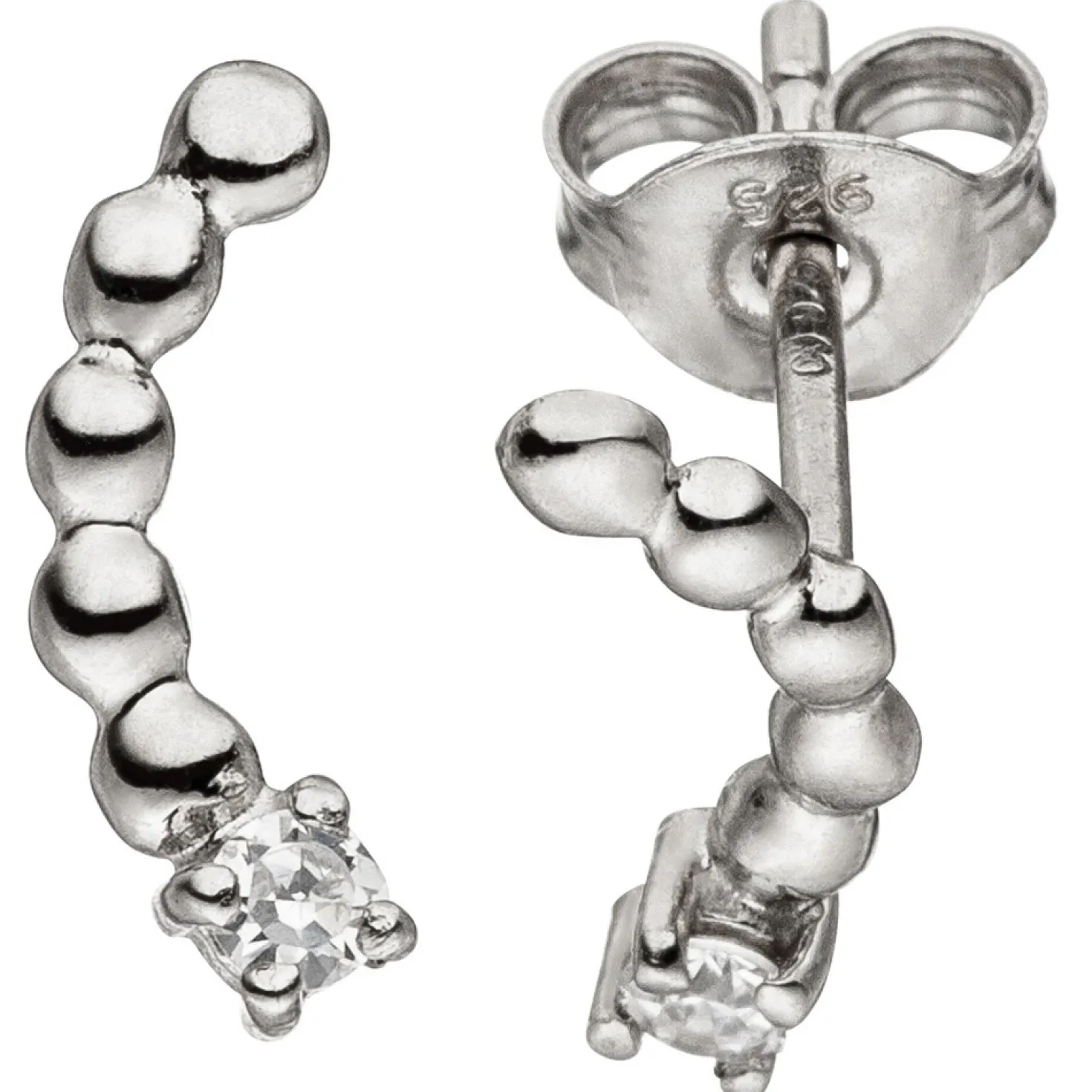 Paar Ohrstecker aus 925 Silber rhodiniert mit Zirkonia weiß Ohrschmuck für Damen