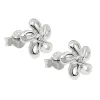 Paar Ohrstecker Blume 9mm mit Zirkonia weiß aus 925 Silber rhodiniert Kinder