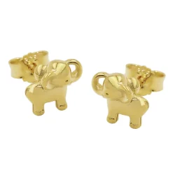 Paar Ohrstecker kleine Elefanten 6x7mm aus 9Kt 375 Gold Gelbgold glänzend