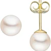 Paar Ohrstecker mit Akoya Perlen 6mm rund 585 Gold Gelbgold Ohrschmuck Damen