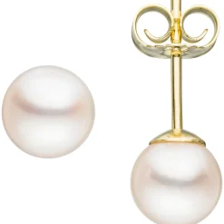 Paar Ohrstecker mit Akoya Perlen 6mm rund 585 Gold Gelbgold Ohrschmuck Damen
