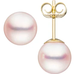 Paar Ohrstecker mit Akoya Perlen 8mm rund 585 Gold Gelbgold Ohrschmuck Damen
