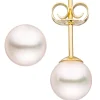 Paar Ohrstecker mit Akoya Perlen 6,5mm rund 585 Gold Gelbgold Ohrschmuck Damen
