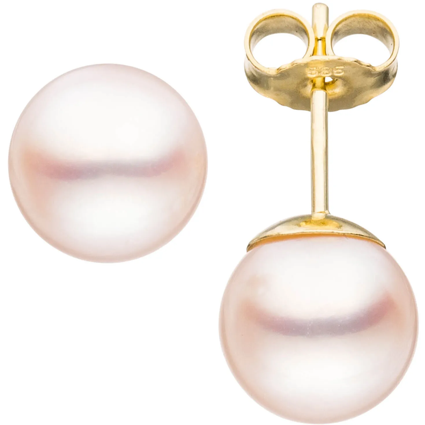 Paar Ohrstecker mit Akoya Perlen 8,5mm rund 585 Gold Gelbgold Ohrschmuck Damen