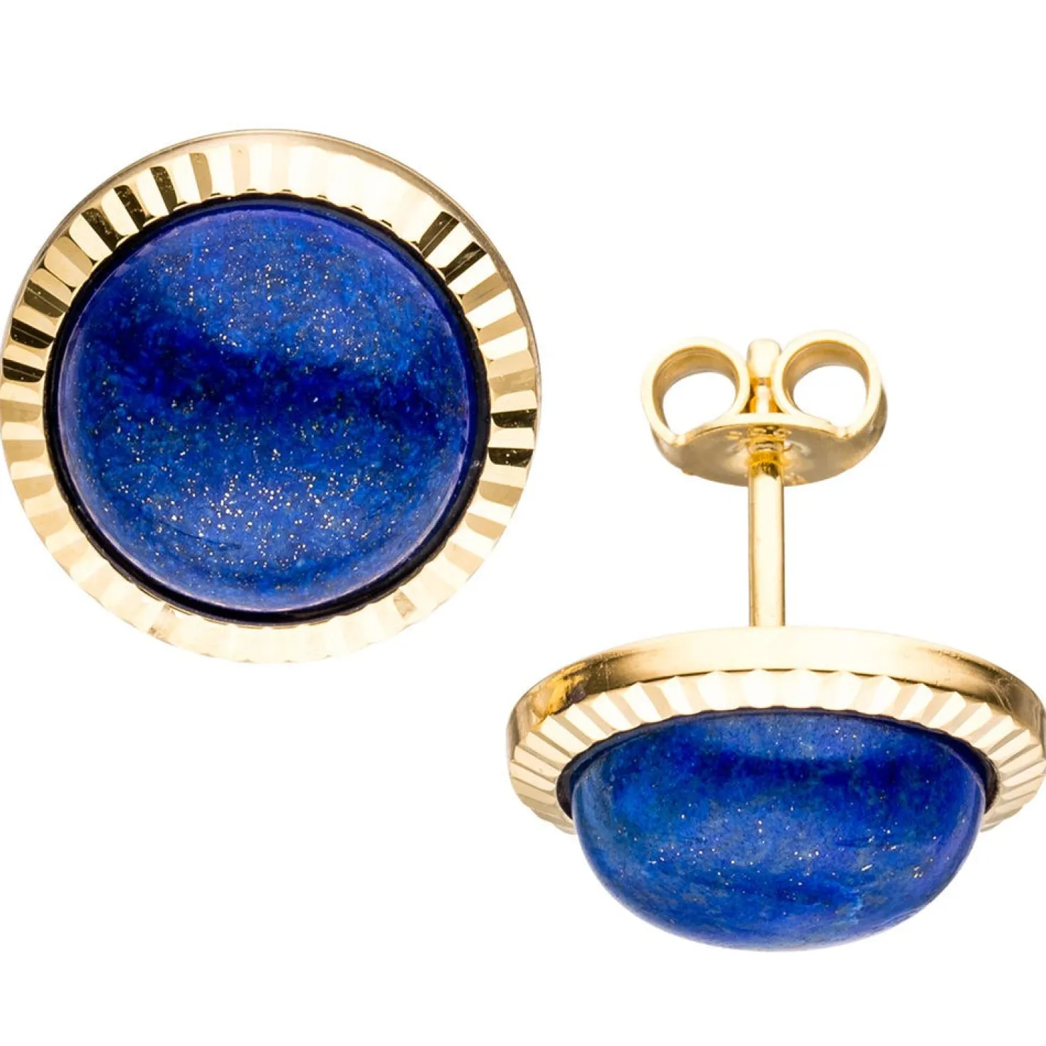 Paar Ohrstecker mit Lapis-Lazuli blau Halbkugel 333 Gold Gelbgold Ohrschmuck