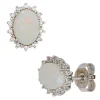Paar Ohrstecker mit Opal & 28 Diamanten 0.12Ct W/SI Brillanten 585 Gold Weißgold