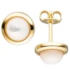 Paar Ohrstecker mit Perlmutt-Steine 8,6mm Halbkugel 333 Gold Gelbgold Ohrschmuck