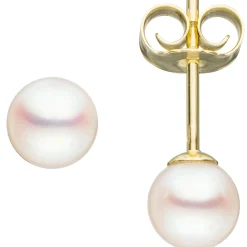 Paar Ohrstecker mit Süßwasser Perlen 5,5mm 333 Gold Gelbgold Ohrschmuck Damen