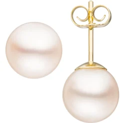 Paar Ohrstecker mit Süßwasser Perlen 8mm 333 Gold Gelbgold Ohrschmuck Damen