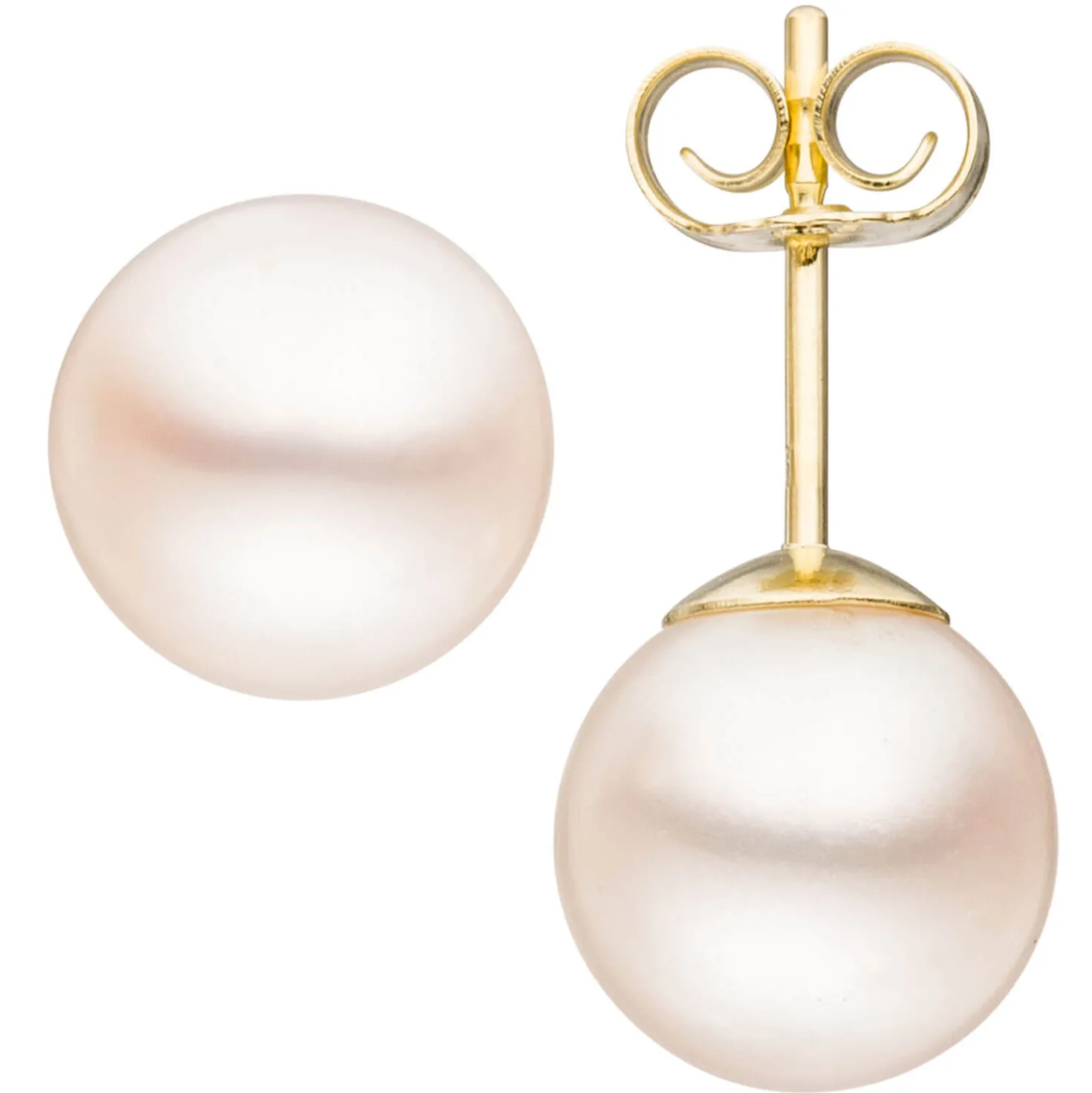 Paar Ohrstecker mit Süßwasser Perlen 8mm 333 Gold Gelbgold Ohrschmuck Damen