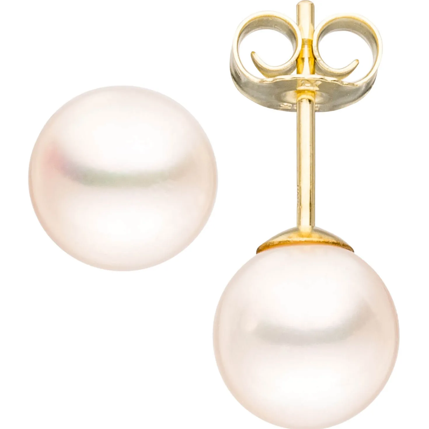 Paar Ohrstecker mit Süßwasser Perlen 7,5mm 333 Gold Gelbgold Ohrschmuck Damen