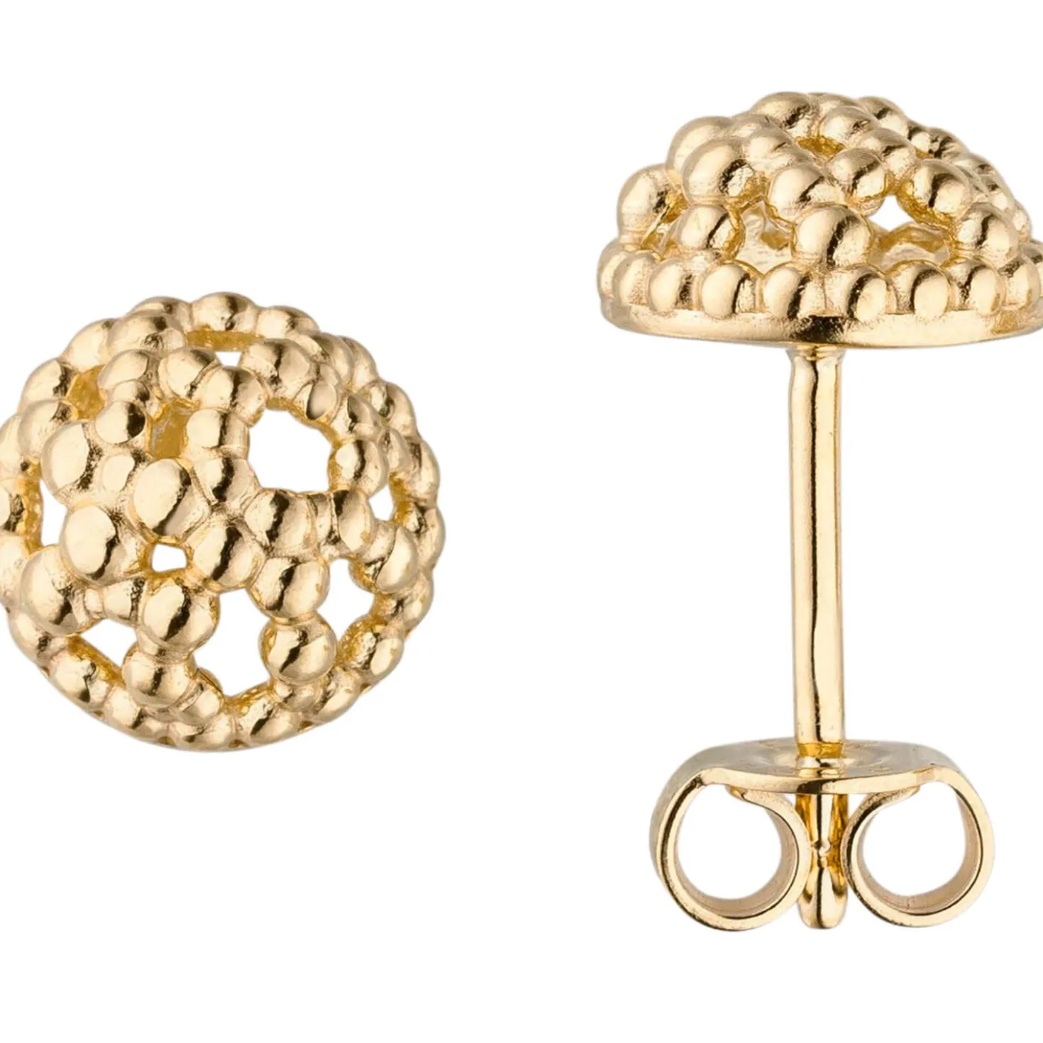 Paar Ohrstecker Ø 7,9mm aus 333 Gold Gelbgold Ohrringe Halbkugel rund mit Muster