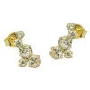 Paar Ohrstecker Ohrring 12x6mm Bogen je 5 Zirkonia aus 9Kt 375 Gold Gelbgold