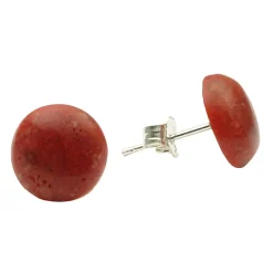 Paar Ohrstecker Ohrschmuck aus Koralle Schaumkoralle 10mm & 925 Sterling-Silber