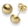 Paar Ohrstecker Ohrschmuck Halbkugel 6,5mm 585 Gold Gelbgold mattiert