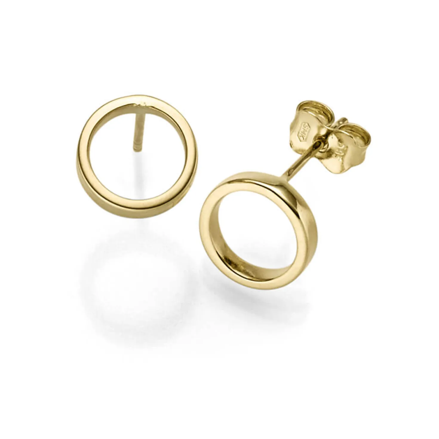 Paar Ohrstecker Ring Ø9mm aus 585 Gelbgold Ohrringe Ohrschmuck schlicht glänzend