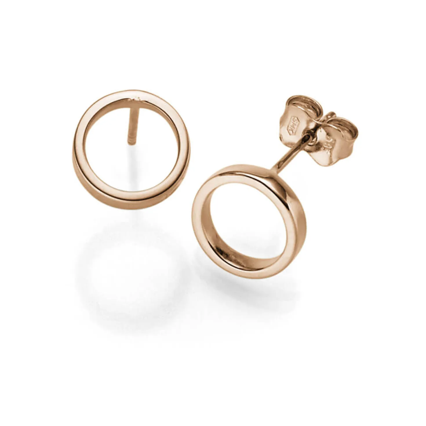 Paar Ohrstecker Ring Ø9mm aus 585 Rotgold Ohrringe Ohrschmuck schlicht glänzend