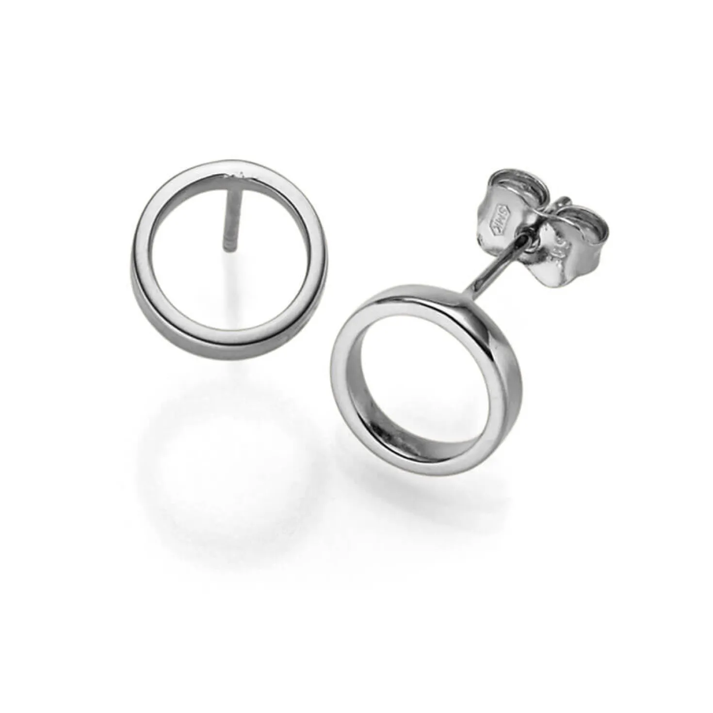 Paar Ohrstecker Ring Ø9mm aus 585 Weißgold Ohrringe Ohrschmuck schlicht glänzend