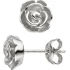 Paar Ohrstecker Rose Rosen aus 925 Silber mattiert Ohrringe Ohrschmuck für Damen