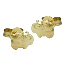 Paar Ohrstecker Stecker Bärchen aus 375 Gold matt-glänzend