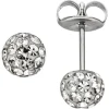 Paar Ohrstecker Stecker Kugel 5,1mm mit Swarovski-Elements weiß Edelstahl Damen