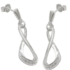 Paar Ohrstecker Stecker Ohrhänger 36x10mm 8-Form glänzend Zirkonia 925 Silber