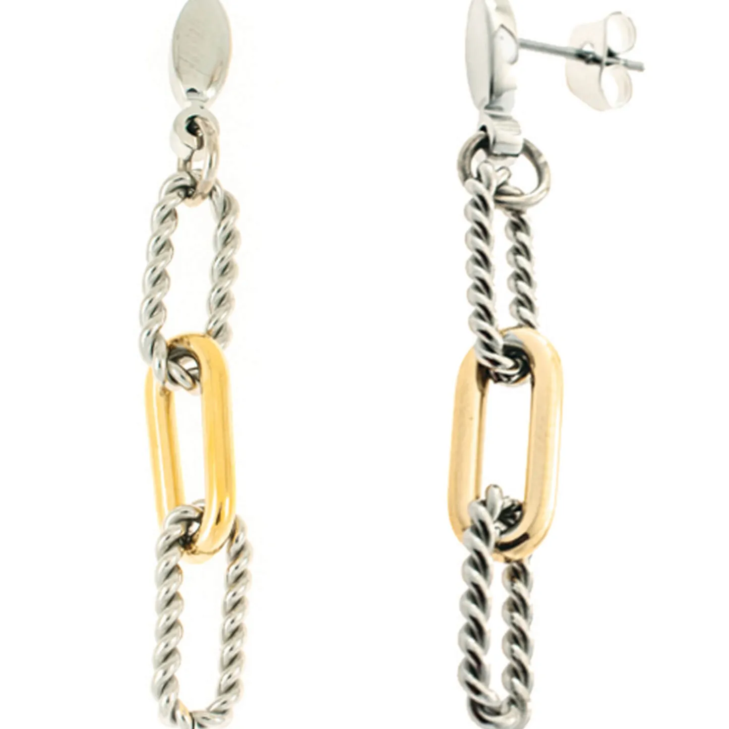 Paar Paper-Clip Ohrringe Ohrhänger aus Edelstahl goldfarben beschichtet