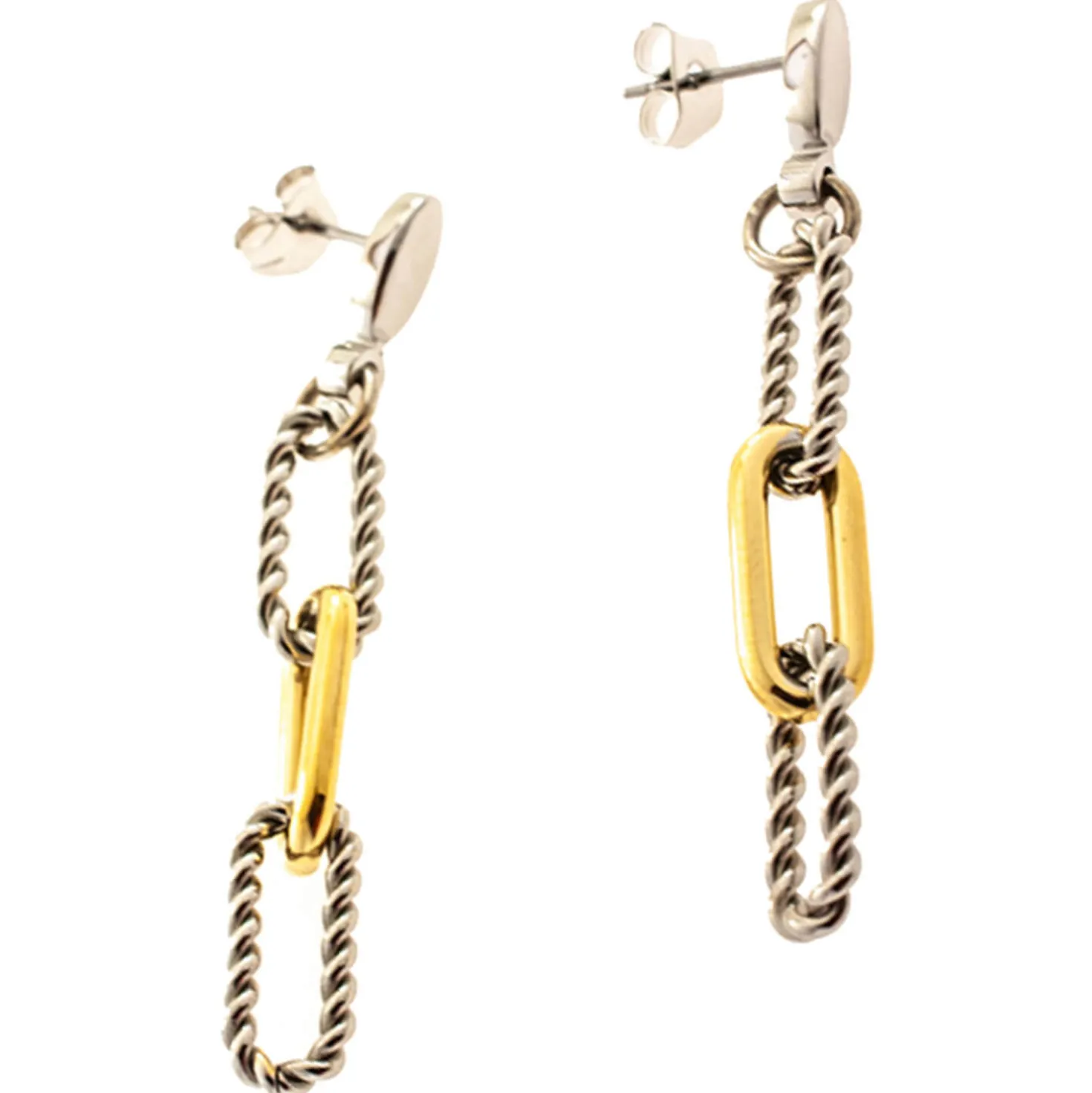 Paar Paper-Clip Ohrringe Ohrhänger aus Edelstahl goldfarben beschichtet
