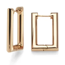 Paar rechteckige Creolen 17x27,5mm Ohrringe Ohrschmuck aus 585 Gold Rotgold
