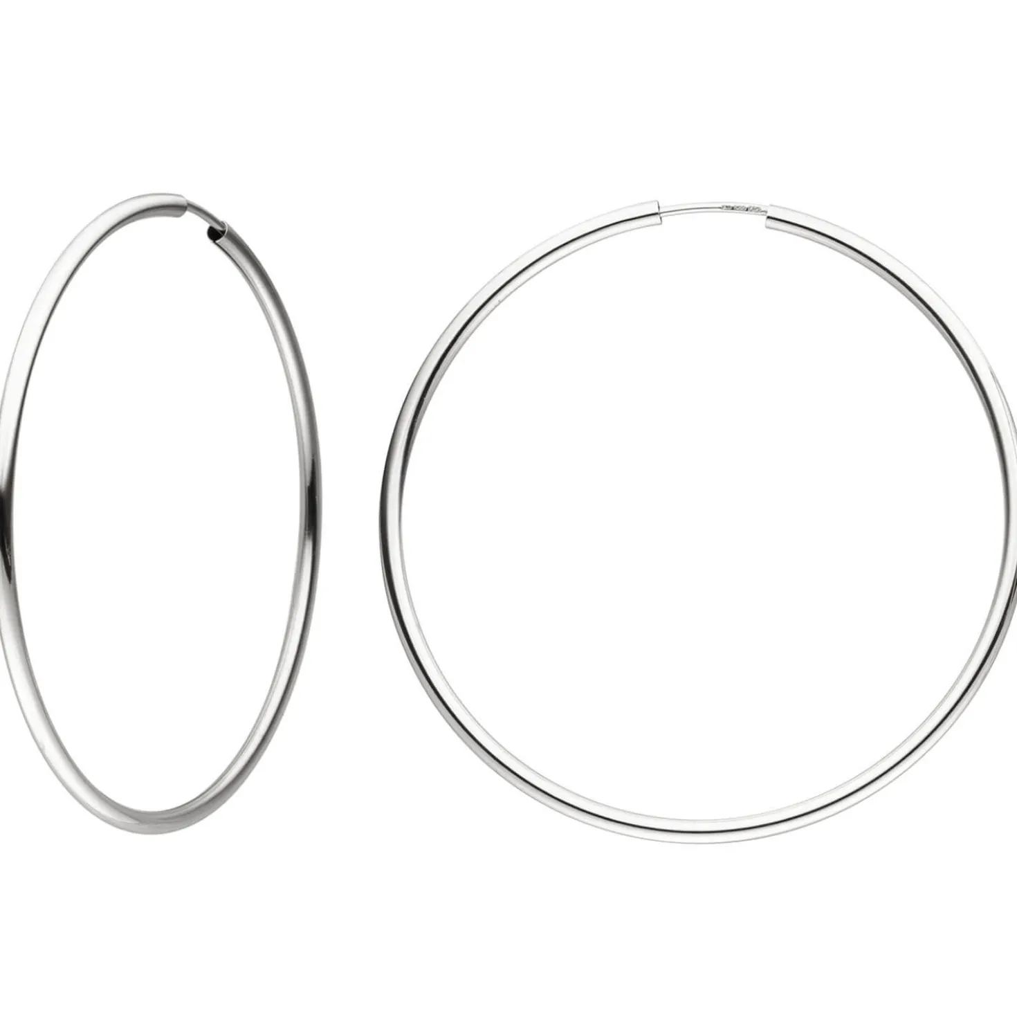 Paar runde XL Creolen aus 585 Gold Weißgold Ø 48mm Ohrringe Ohrschmuck Damen