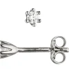 Paar Solitär Ohrstecker, weiße Zirkonia 3,2mm, 925 Silber Ohrschmuck für Damen