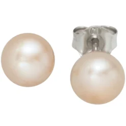Paar Stecker Ohrschmuck Ohrstecker 7-7,5mm rosé Perlen, 925 Silber, Damen
