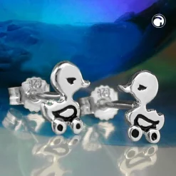 Paar Stecker Ohrstecker Ente Enten Spielzeug, 925 Echt Silber, Kinder