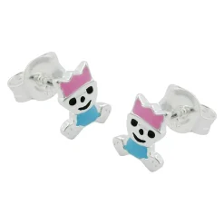 Paar Stecker Ohrstecker für Kinder, pink-hellblau, 925 Echt Silber