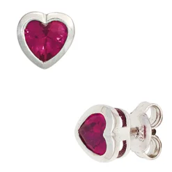 Paar Stecker Ohrstecker Herz Herzchen 925 Silber Zirkonia pink Kinder