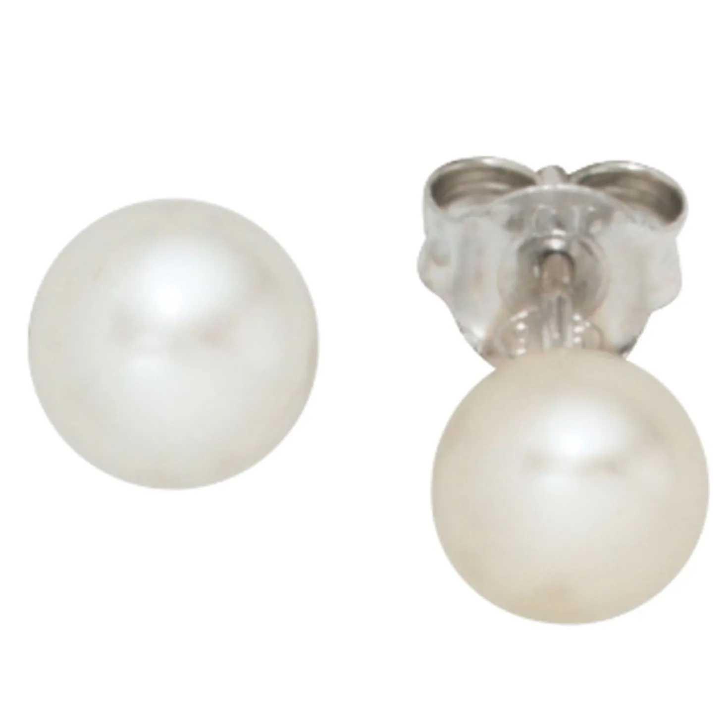 Paar Stecker Ohrstecker Ohrschmuck 6-6,5mm weiße Perlen, 925 Silber, Damen