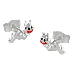 Paar Stecker Ohrstecker Raupe Raupen Würmchen, 925 Silber, für Kinder