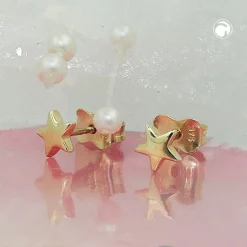 Paar Stecker Ohrstecker Sternen Sternchen Kinder-Ohrschmuck, 375 Gold Gelbgold