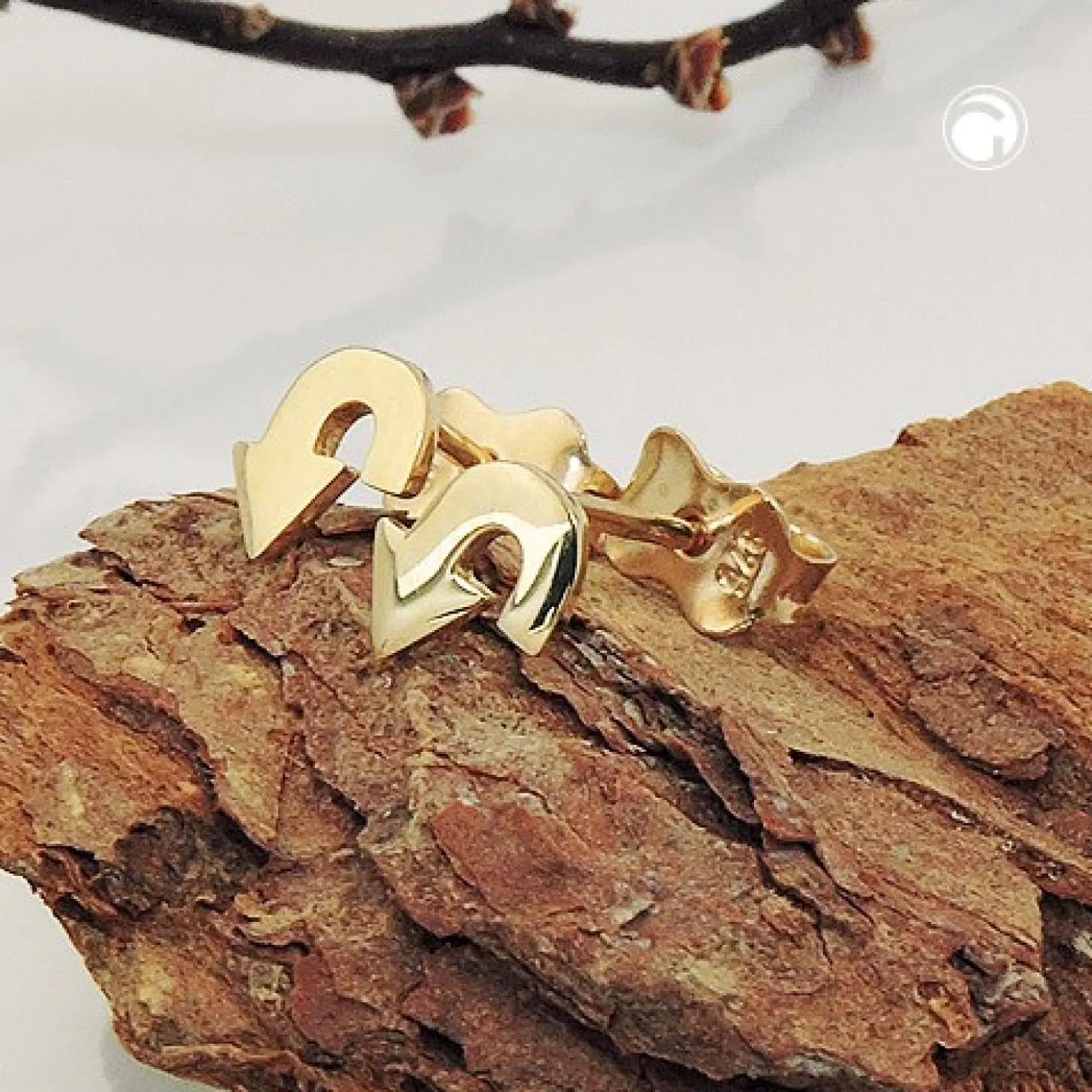 Paar Stecker Ohrstecker Wendepfeil Ohrringe Ohrschmuck, 375 Gold Gelbgold