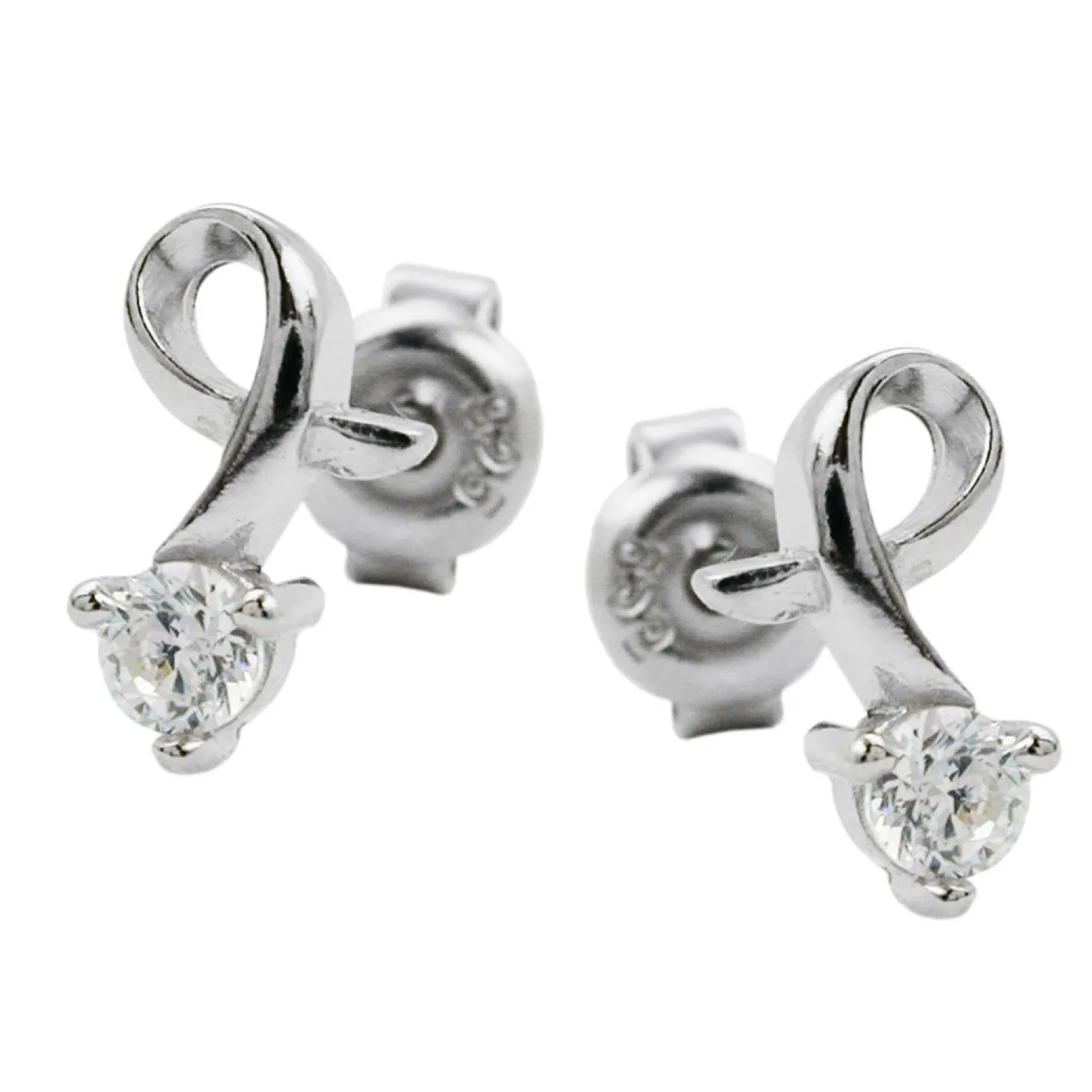 Paar Stecker Ohrstecker Zirkonia weiß, gefasst, 925 Silber, Damen