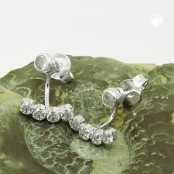Paar 2-teilige Ohrringe Ohrstecker mit Zirkonia 10x9mm aus 925 Silber